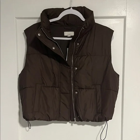 LOFT Brown Puffer Vest - Picture 1 of 4